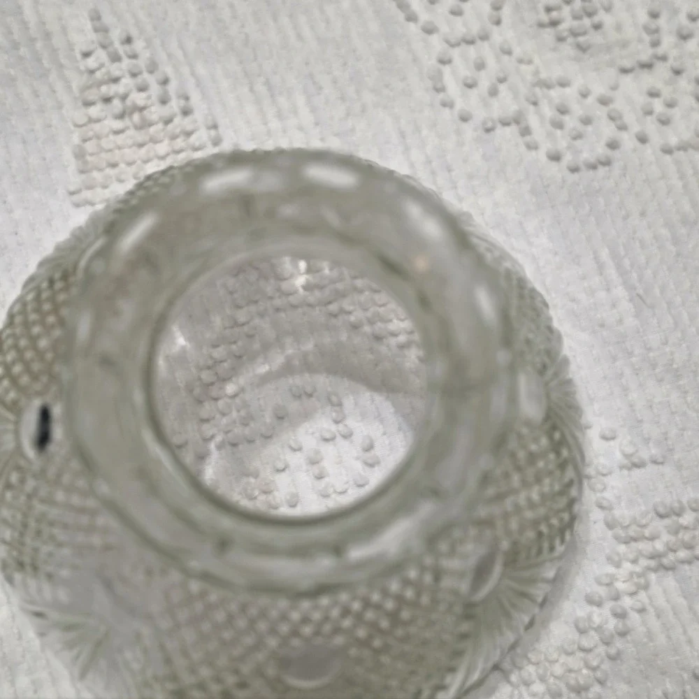 Vintage‎ Ruffle Top Cut Crystal Lamp Shade Replacement Diamond Pattern Elegant